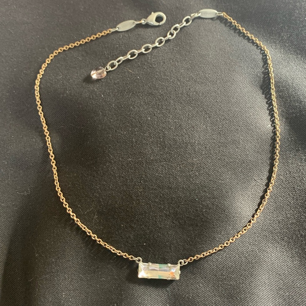 Sabika 17 inch necklace with Austrian crystal baguette.